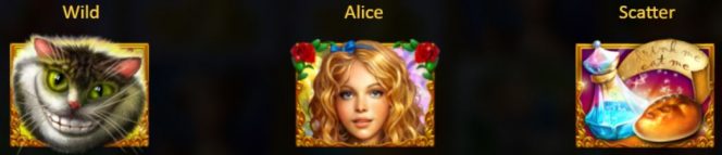 Símbolos Especiais do jogo de cassino Alice in Wonderslots